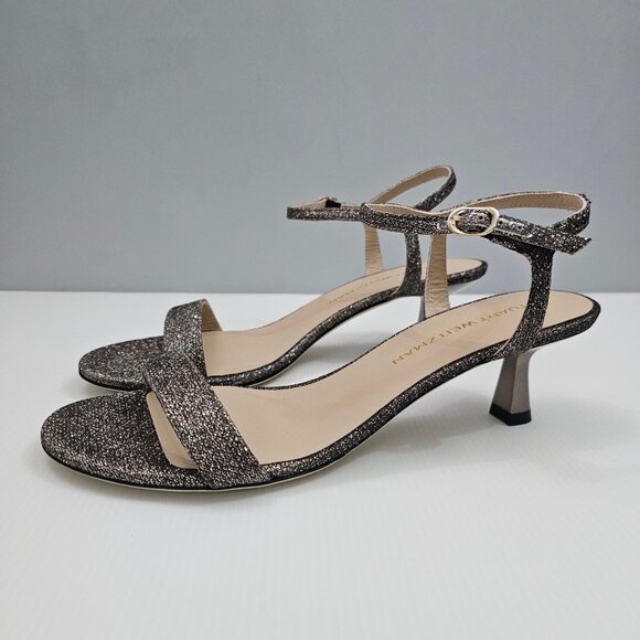 NEW Stuart Weitzman Minimalist 50 Sandal Womens 11 Metallic Pyrite Sparkle Heels - Picture 14 of 14
